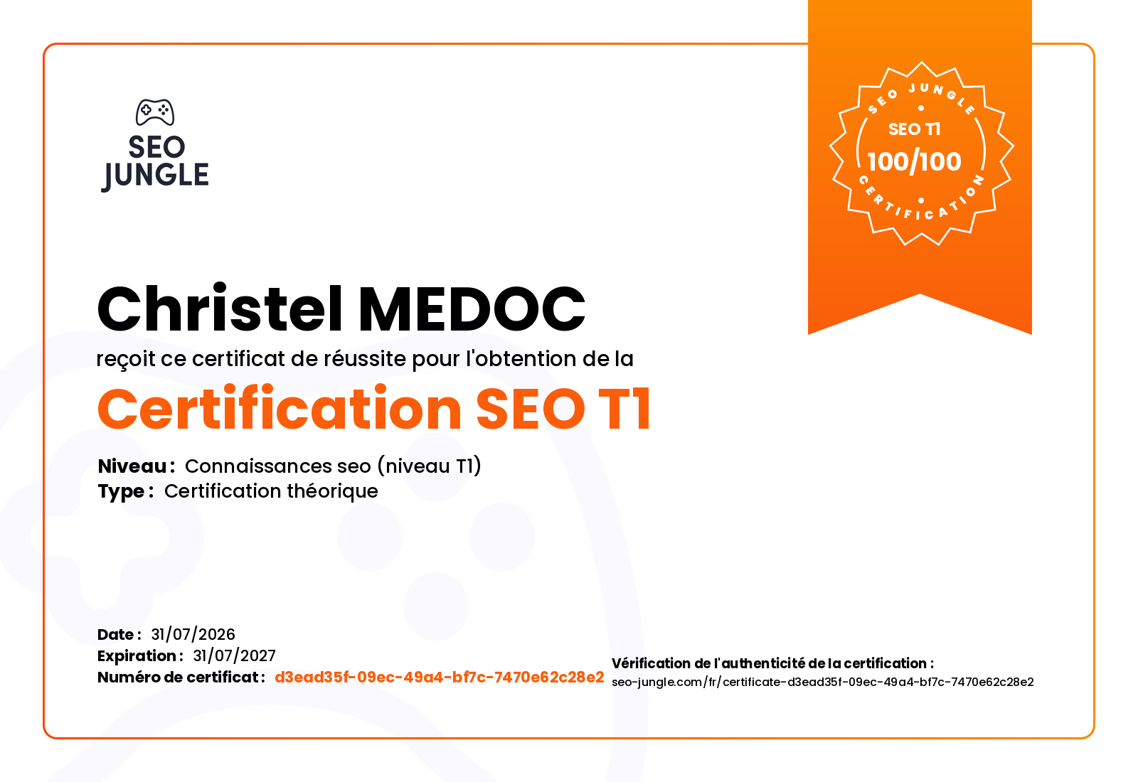 Certification de connaissances SEO — SEO Jungle