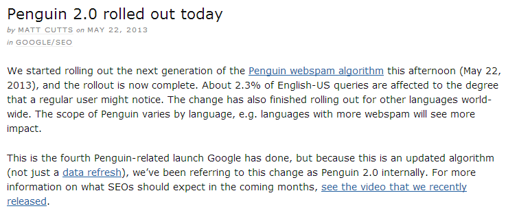 Google Rolls Out Penguin 2.0